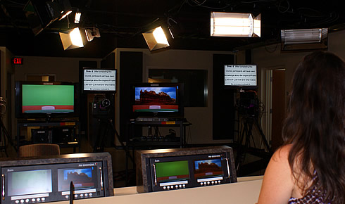 Teleprompters and equipment in the studio.  Photo Credit:  NIPTC.